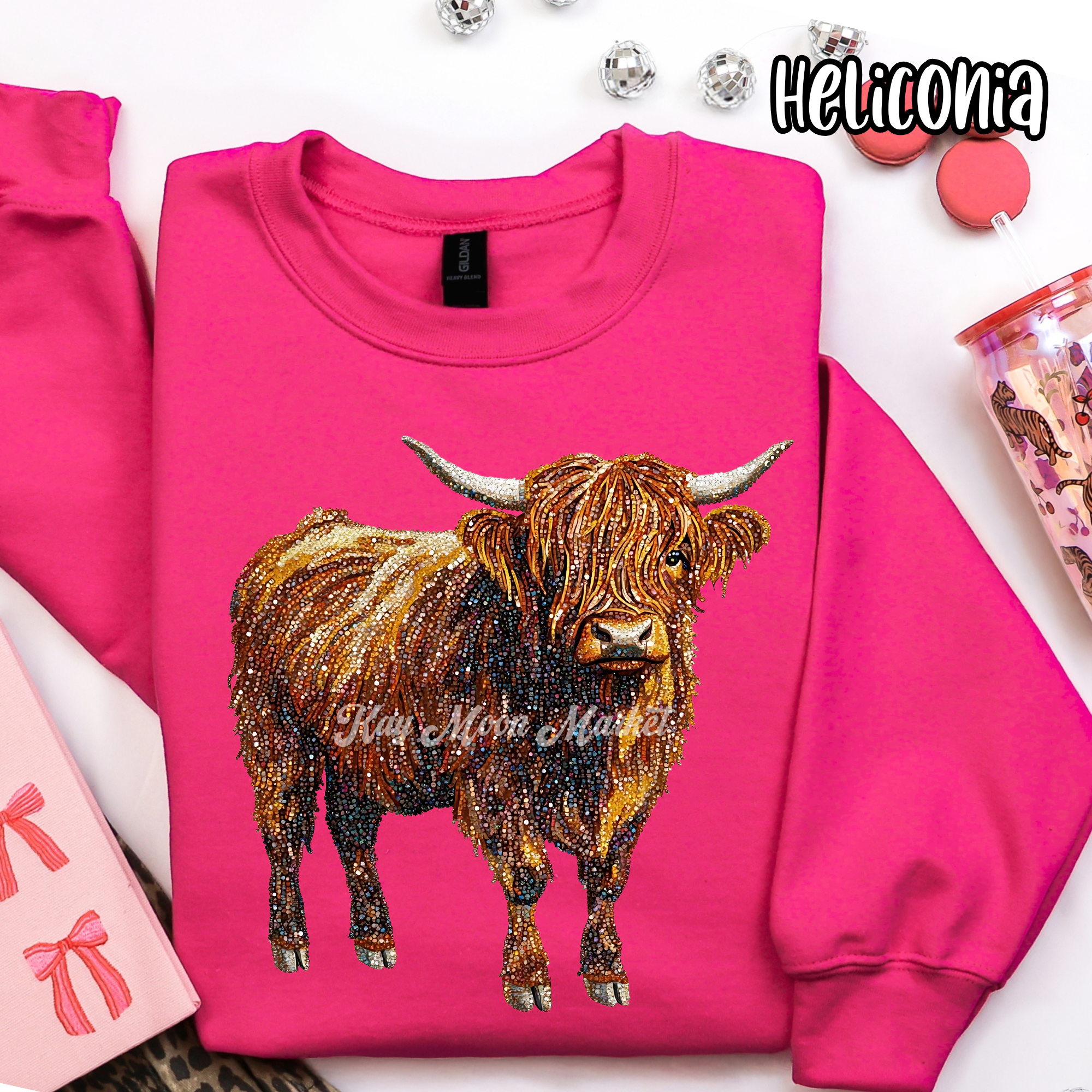 Highland Cow Rhinestone Lookalike- Trendy Cute Farm - T Shirt Sweatshirt