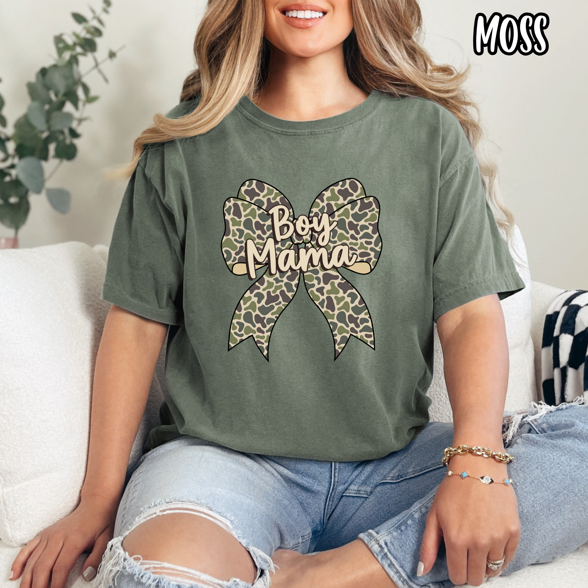 Boy Mama - Camo Bow Boy Mom - T-shirt Sweatshirt