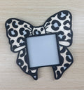 Leopard Bow Sticky Note Holder - Champagne + White + Black