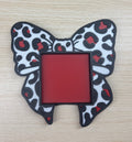 Leopard Bow Sticky Note Holder - Red + White + Black
