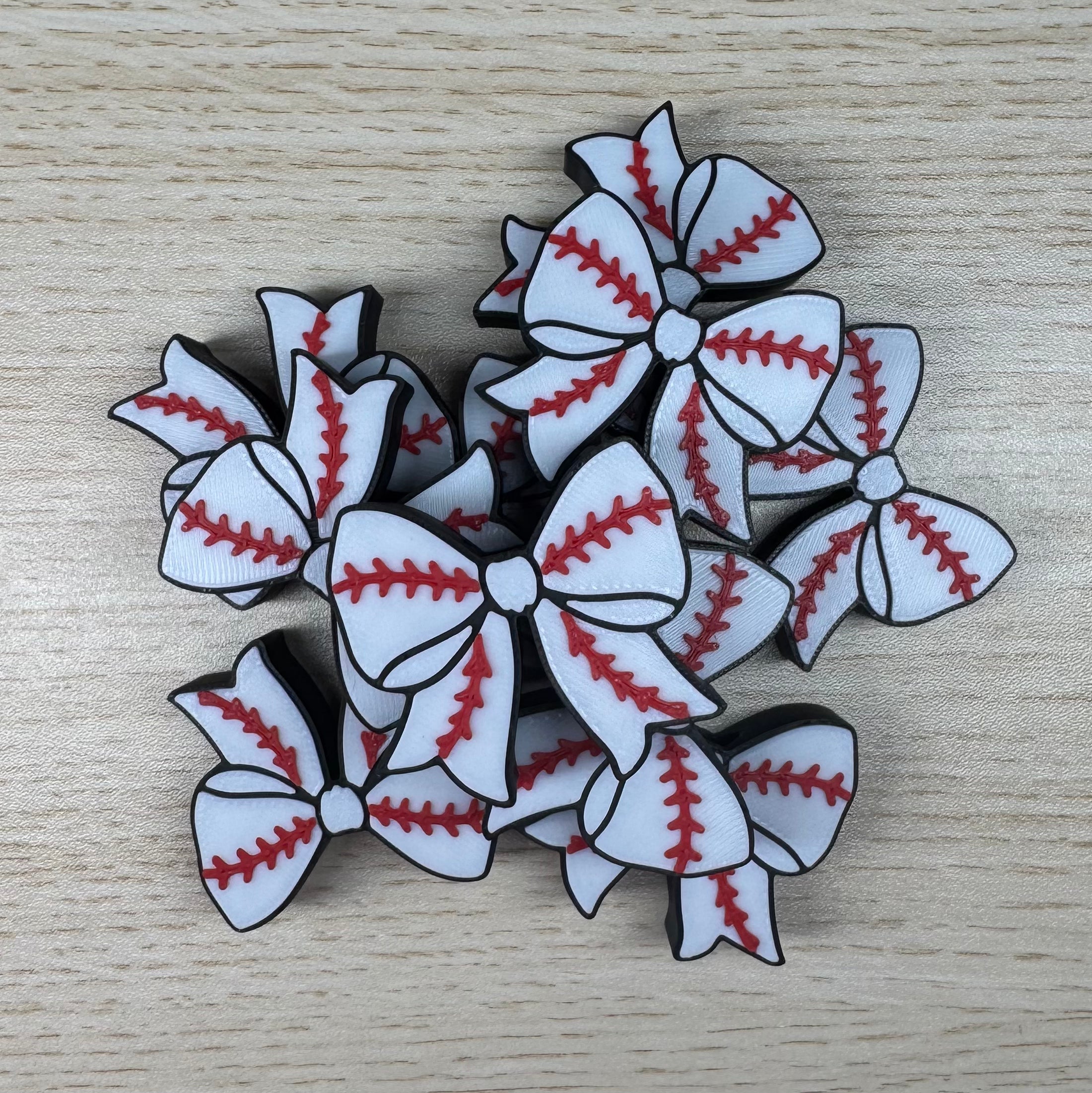 Baseball Bow Straw Topper