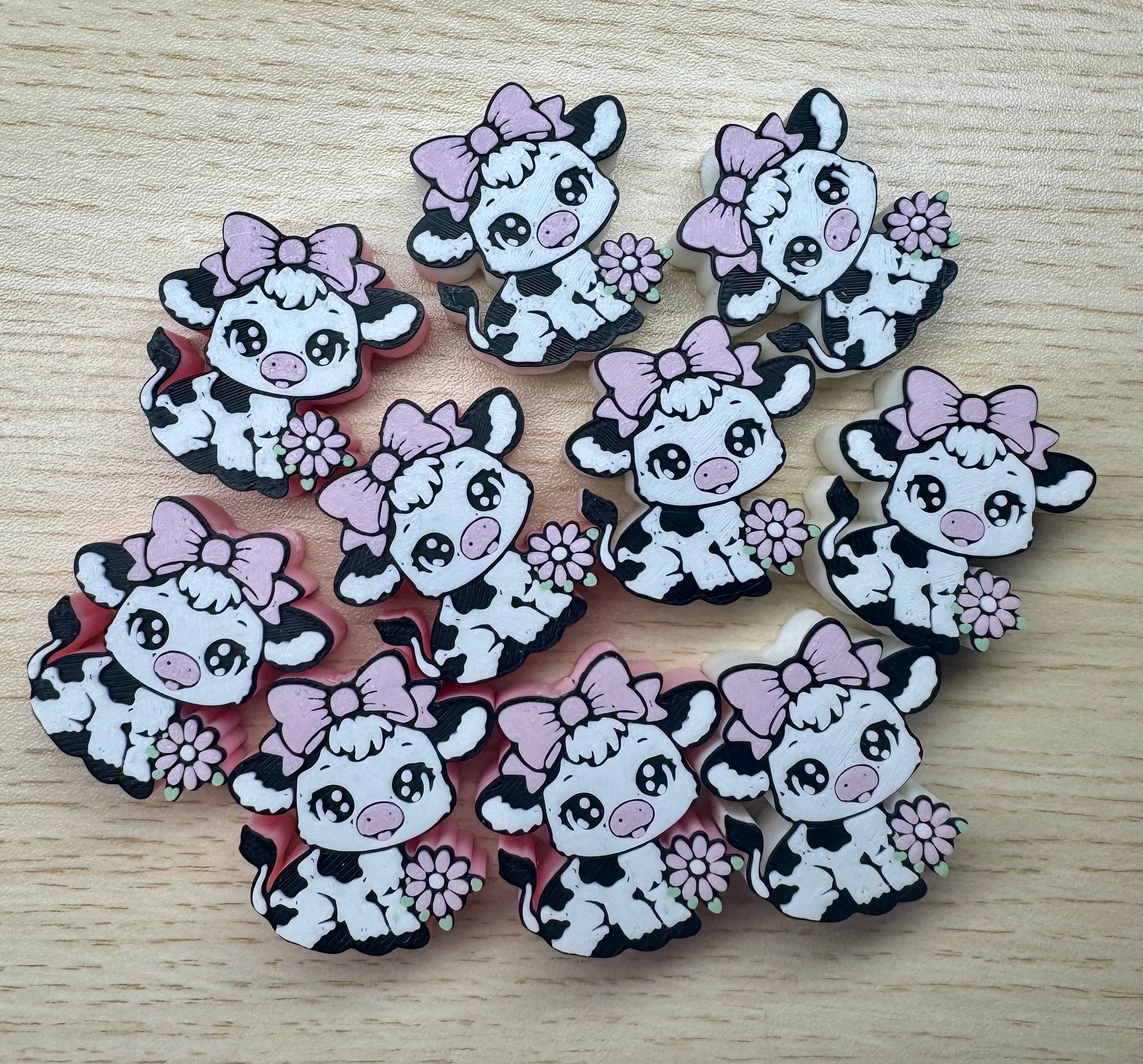 Floral Cow Straw Topper