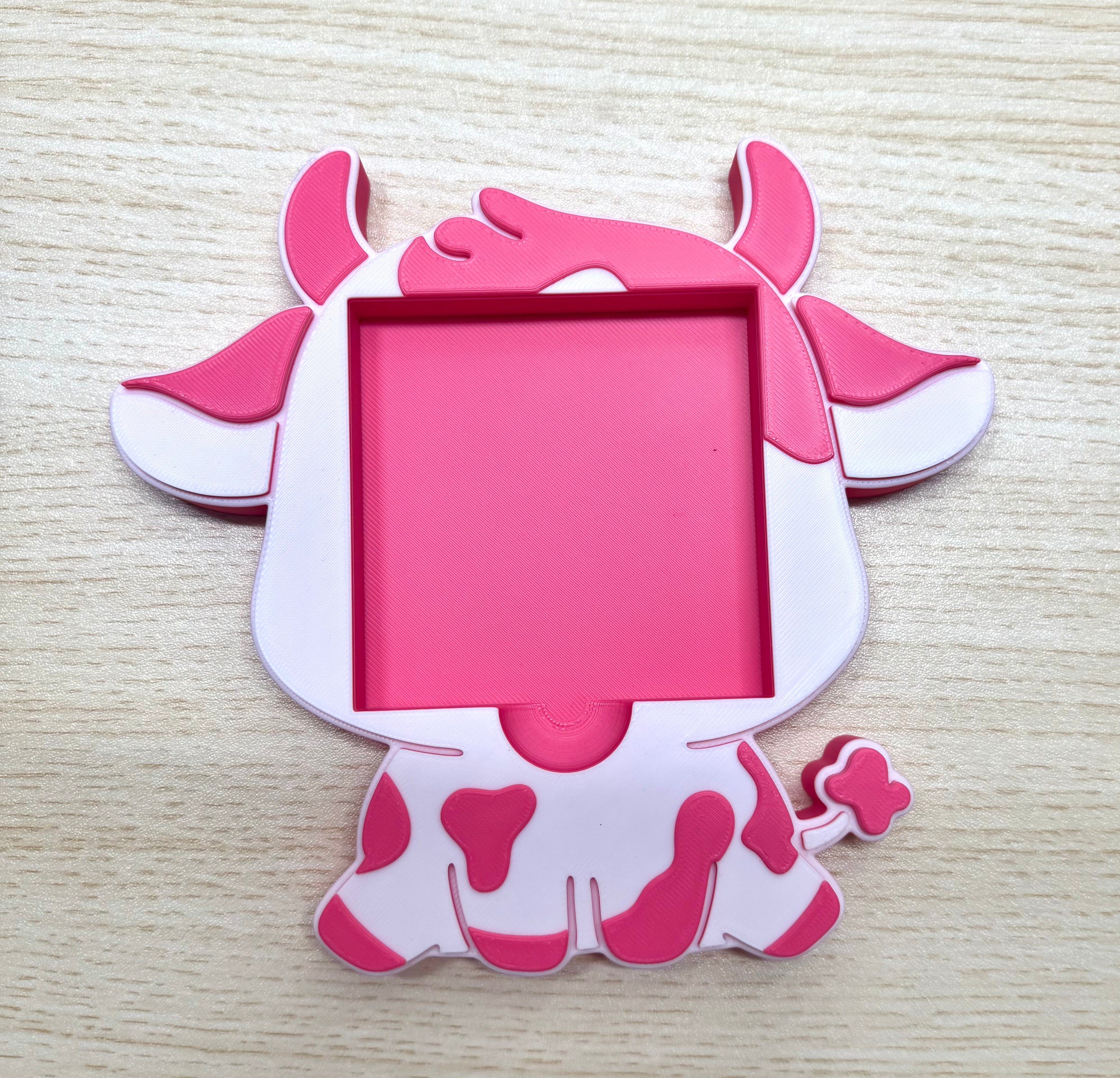 Pink Cow Sticky Note Holder for Desk