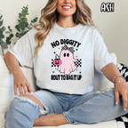 No Diggity Bout To Bag it Up - Pink Ghost Checkered Girly Fall- T-shirt Sweatshirt