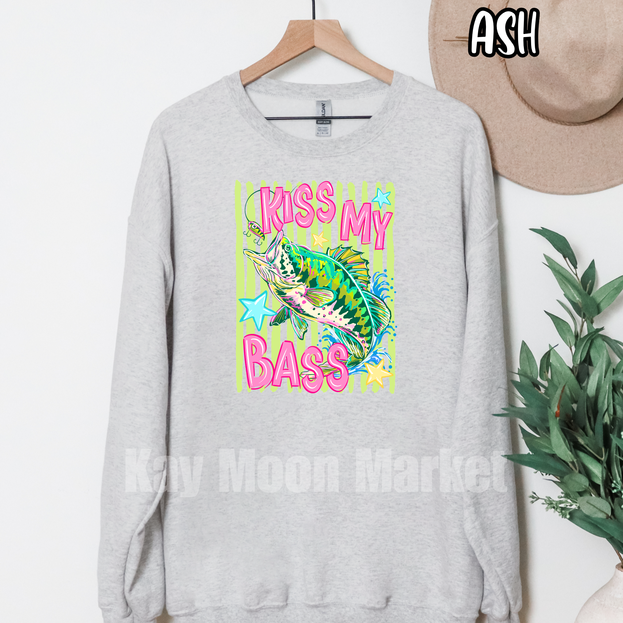 Kiss My Bass ~ Summer Fishing Girl ~ Tee Sweatshirt