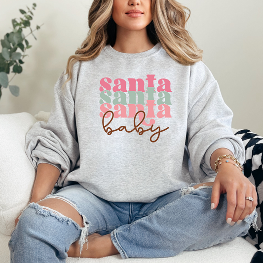 Santa x3 Baby Christmas Holiday T-shirt Sweatshirt