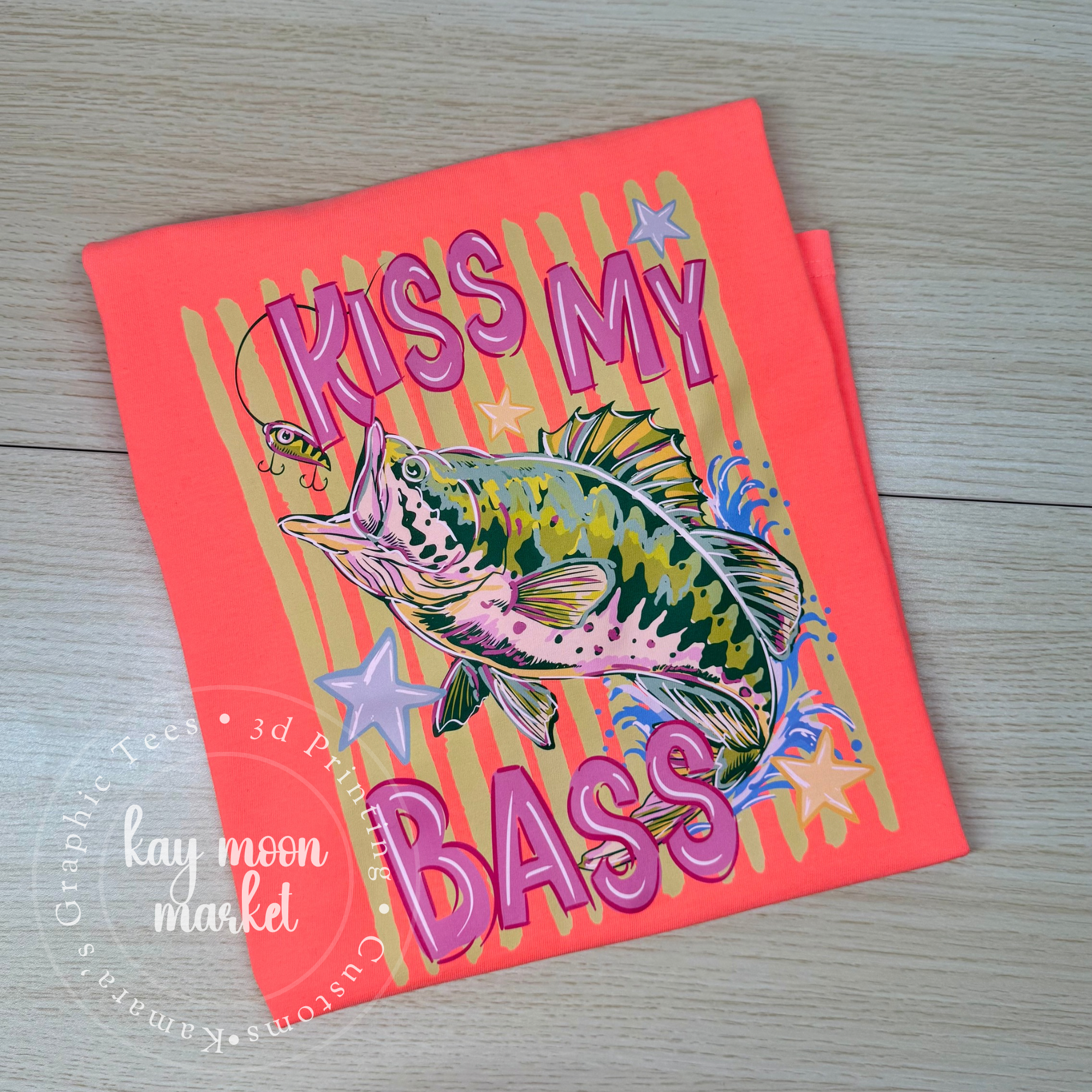 Kiss My Bass ~ Summer Fishing Girl ~ Tee Sweatshirt