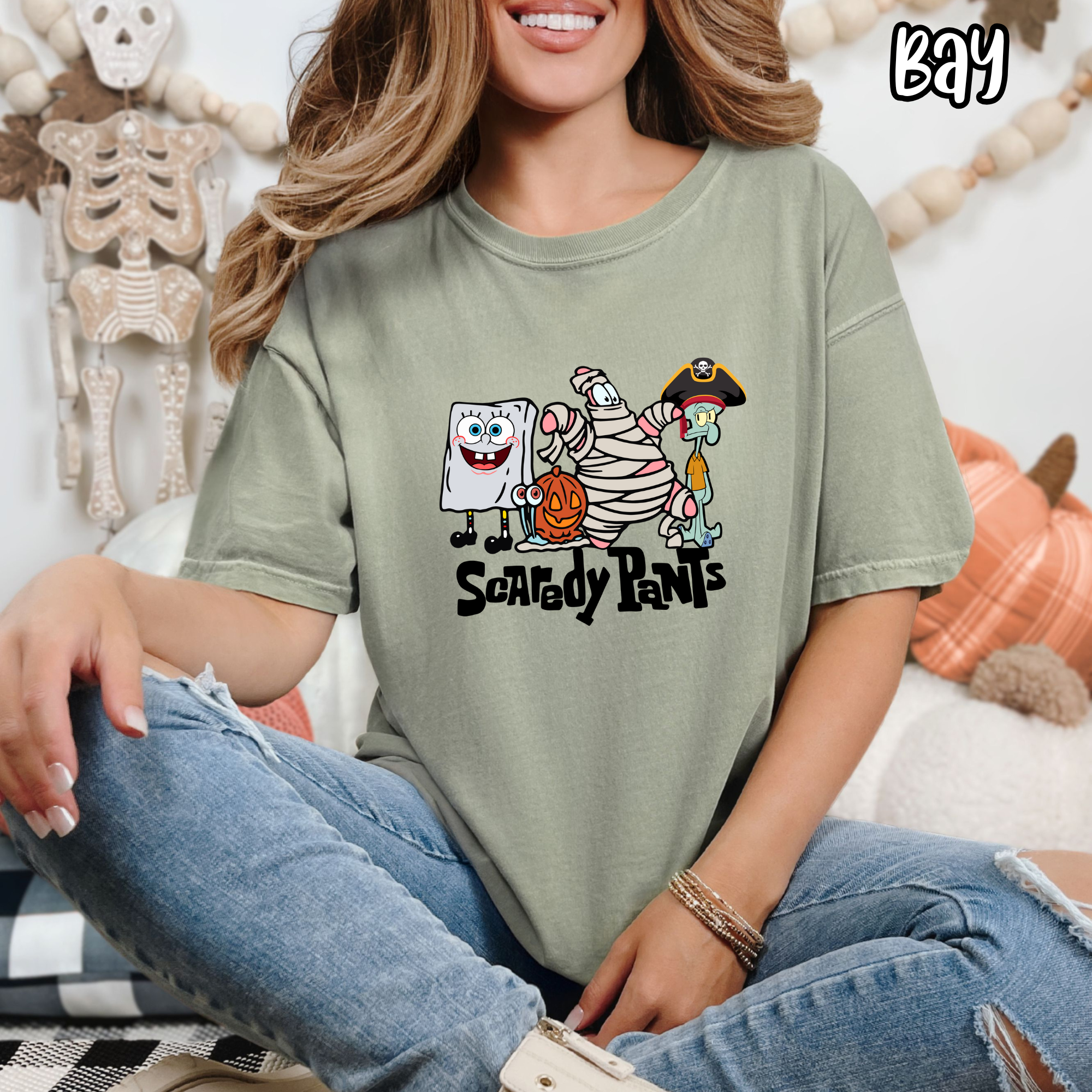 Scaredy Pants - Character Sponge Pumpkin Mummy Halloween - T-shirt Sweatshirt
